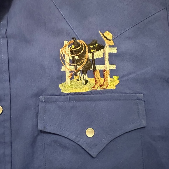 Lot Of 2 VTG Plains Western Wear Pearl Snap Red And Blue Button Shirt Size Small - Picture 4 of 7